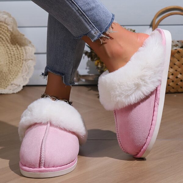 Chinelos masculino/feminino de pele, sapatos de casa para casais, camurça falsa, dedo do pé fechado, sola macia confortável, slides para casa, inverno, 2023 - Image 5