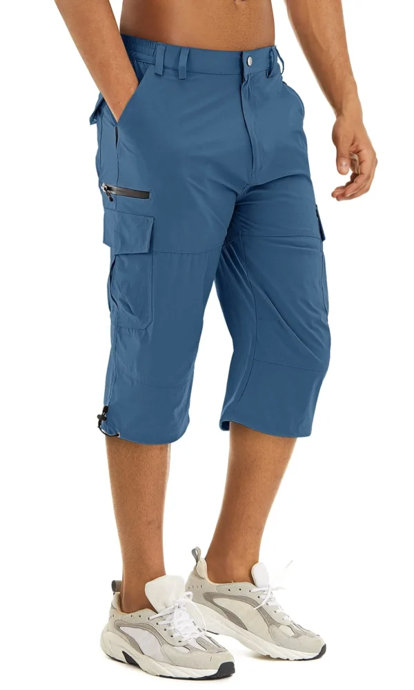 Bermudas masculina cargo, Tacvasen, secagem rápida, 3/4 comprimento, calças capri, multi-bolsos, comprimento do joelho, de verão, praia - Image 12
