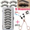 Cílios magnéticos, LEKOFO,  Natural Mink Eye Lashes, 5 Cílios Magnéticos, 4 Pares Ímãs, Faux Lashes Pinças, 8Pcs
