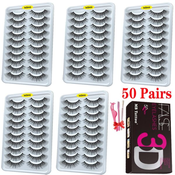 Cílios dramáticos naturais longos Mb, 3d vison, wispies cílios extensão olho, beleza, postiços conjunto falso, 50 pares - Image 42