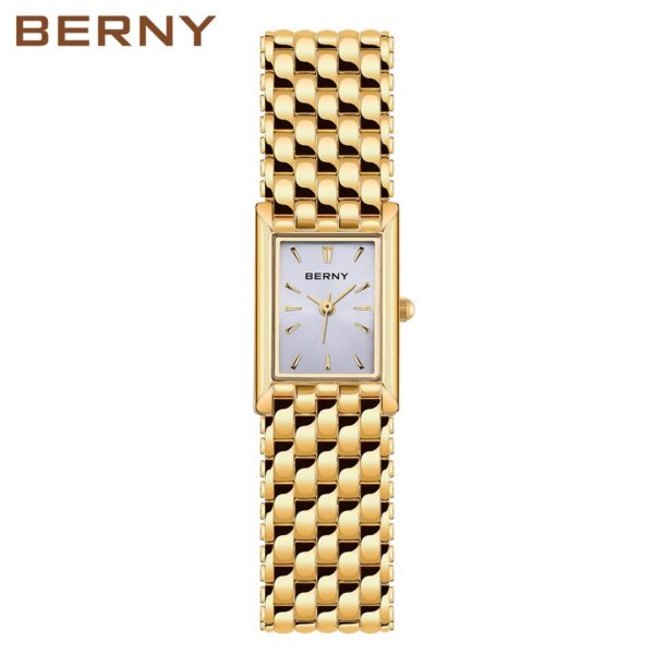 Relógio de pulso de ouro para mulher luxo retângulo, de quartzo dourado aço inoxidável senhoras relógios montre femme - Image 5