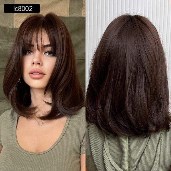 Perucas sintética cabelo médio ondulado, ELEMENTO, perucas louras castanhas misturadas, resistente ao calor, faixa respirável, festa diária, legal - Image 13