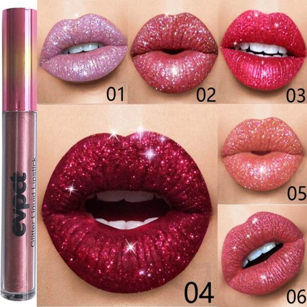 Batom líquido Diamond Pearl, Waterproof Diamond Shimmer Glitter Lip Gloss, 18 Cores Matte Glitter, Color Lip Gloss Sexy Make Up - Image 4