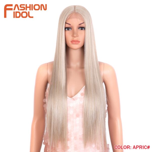 Peruca dianteira, moda ídolo cabelo sintético, do laço 30 Polegada peruca reta arco-íris colorido azul cosplay peruca resistente ao calor - Image 13