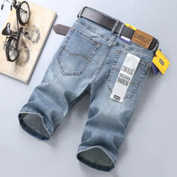 Bermudas masculina Jeans de algodão fino, shorts de bermuda macia, comprimento do joelho, verão 2023 - Image 5