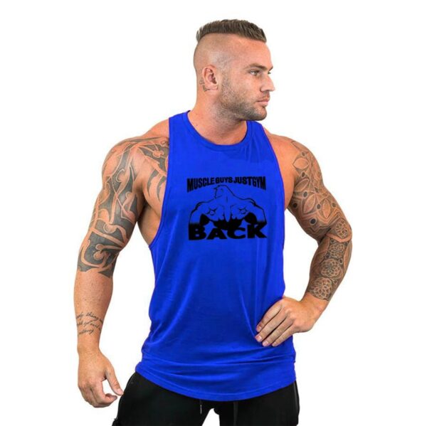 Camiseta masculina regata esportiva sem mangas, camiseta com corte muscular, camisa em y para treino - Image 18