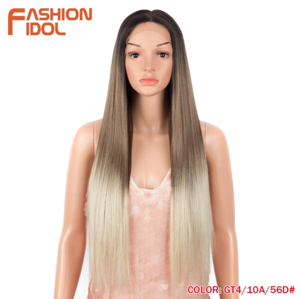 Peruca dianteira, moda ídolo cabelo sintético, do laço 30 Polegada peruca reta arco-íris colorido azul cosplay peruca resistente ao calor - Image 21