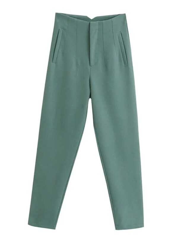 Calças feminina cintura alta, Pai Rann, elegantes e casuais, bege, calças justas femininas, moda, primavera - Image 22