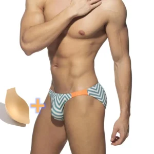 Sungas de banho masculina LGBTQ, Push Up Pad, mini calção de banho gay sexy, shorts de praia brasileiros, Copa Desmiit, cuecas de banho, 2023