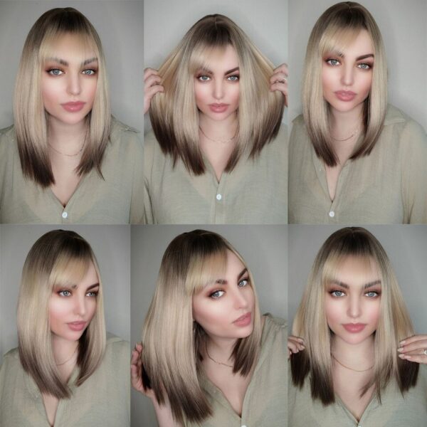 Perucas curta sintética, HENRY MARGU, para Mulheres Negras, Loiras, Marrons, Ombre Com Franja, Cabelo Cosplay, Resistente Ao Calor - Image 27