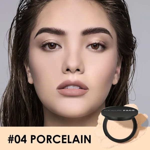 Pó facial prensado à prova d'água, Focallure, maquiagem de longa duração, cobertura total para o rosto, pó compacto, cosméticos base, 9 cores - Image 10