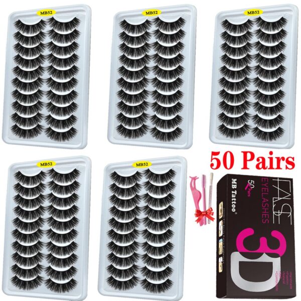 Cílios dramáticos naturais longos Mb, 3d vison, wispies cílios extensão olho, beleza, postiços conjunto falso, 50 pares - Image 16