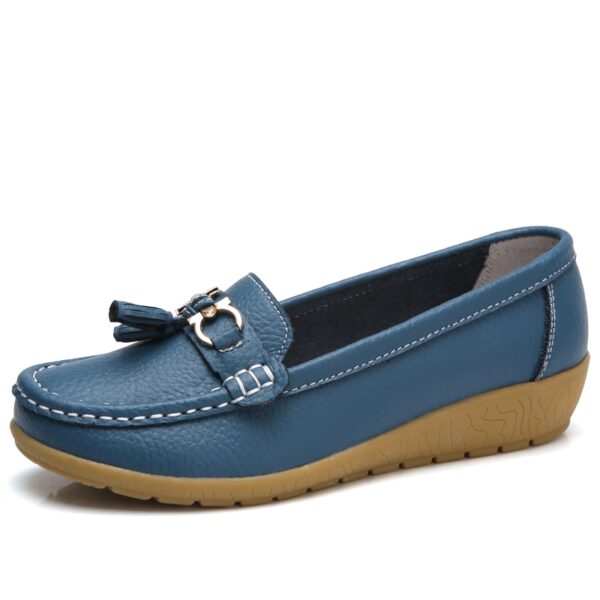 Sapatos feminino de couro oco único macio respirável, mocassins casuais para senhoras, sapatos de calçar, tamanho grande, 41, 42 - Image 3