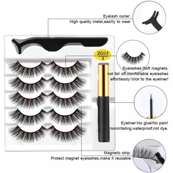 Cílios magnéticos, MB,  Set com pinças Eyeliner, cílios 3D Mink, cílios falsos naturais, Magnetique, 5 pares, Novo - Image 40