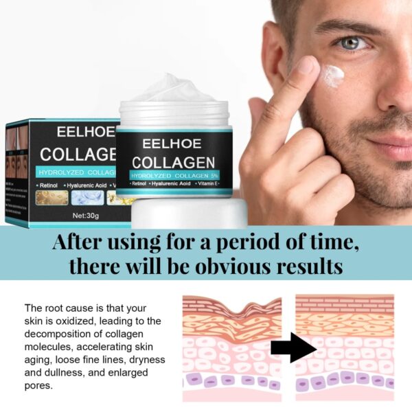 Creme facial para homens, Colágeno anti rugas, Ácido hialurônico, Vitamina E Creme, Hidratante rosto cuidados com a pele produto, Fade Fine Lines, Beleza - Image 7