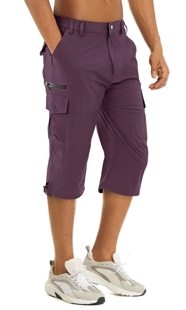 Bermudas masculina cargo, Tacvasen, secagem rápida, 3/4 comprimento, calças capri, multi-bolsos, comprimento do joelho, de verão, praia - Image 11