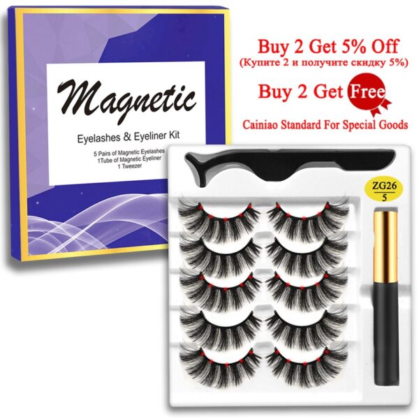 Cílios magnéticos, MB,  Set com pinças Eyeliner, cílios 3D Mink, cílios falsos naturais, Magnetique, 5 pares, Novo - Image 27