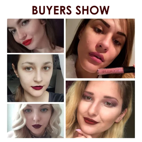 Batom brilho labial de veludo fosco, Focallure, duradouro, à prova d'água, nu, antiaderente, líquido, cosméticos - Image 8