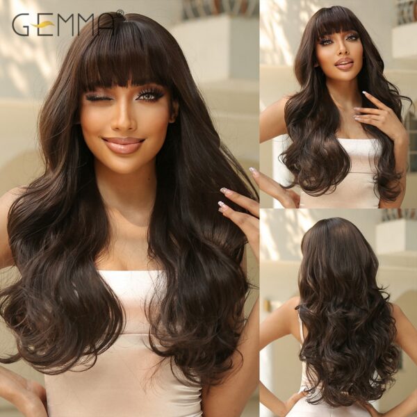 Peruca sintética longa ondulada cosplay GEMMA com Franja, peruca de cabelo natural para mulheres brancas, festa, resistente ao calor, rosa claro - Image 12