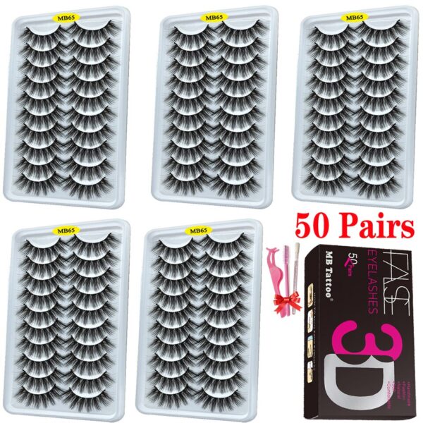 Cílios dramáticos naturais longos Mb, 3d vison, wispies cílios extensão olho, beleza, postiços conjunto falso, 50 pares - Image 39