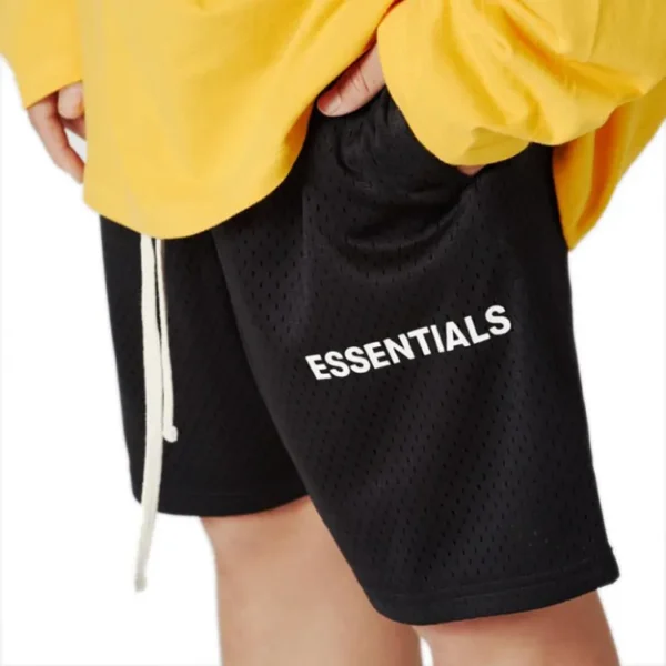 Shorts unissex de malha com cordão, ESSENCIAIS, shorts de corrida, de ginástica, respirável, estampa de letras, calça esportiva solta, casual, verão - Image 5