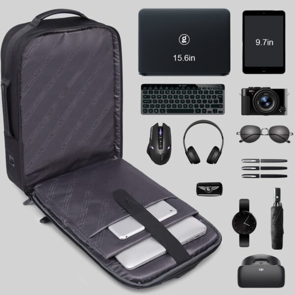 Mochila impermeável de luxo para, 15,6 mochilas para laptop, USB Travel Bag, Mochila grande multifunções, moda. - Image 6
