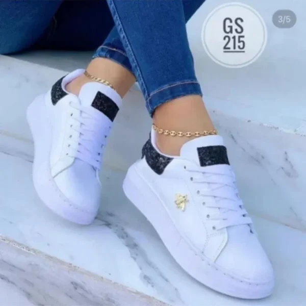 Sapatos feminino plataforma casual, tênis com cadarço redondo, sapatos de couro vulcanizado, decoração de borboleta, moda feminina - Image 3