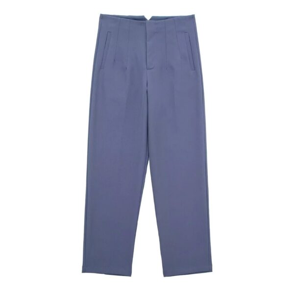 Calças feminina reta, KONDALA-moda chique, roupas de escritório, vintage, cintura alta, com zíper, 2023 - Image 19