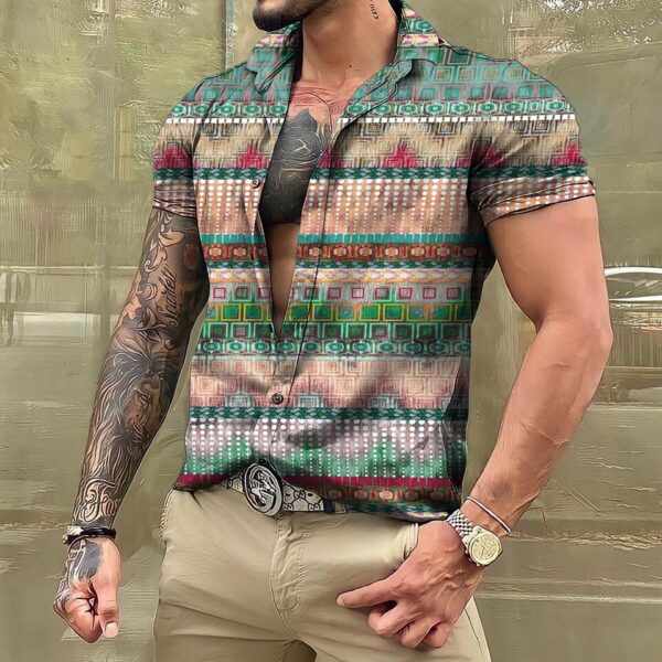 Camisas masculina havaiana de manga curta, roupas vintage extragrandes, estilo étnico, camisas estampadas, streetwear casual, tops soltos Dazn - Image 21