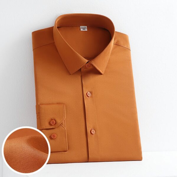 Camisas masculina em fibra de bambu, slim fit, manga comprida, sem ferro, fácil cuidado, formal, roxa, nova, 2023 - Image 16