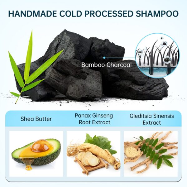 Shampoo em barra, cabelo Branco Escurecimento, Sabão De Bambu, Limpeza De Carvão, Anti Caspa, Espuma De Tratamento De Cabelo, Shampoos Sólidos, Barra - Image 2