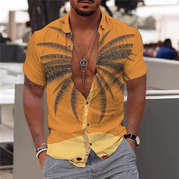 Camisas masculina havaiana slim, tops diários de férias, roupa casual, estampa floral elegante, folhas, social, moda casual, Y2k - Image 26
