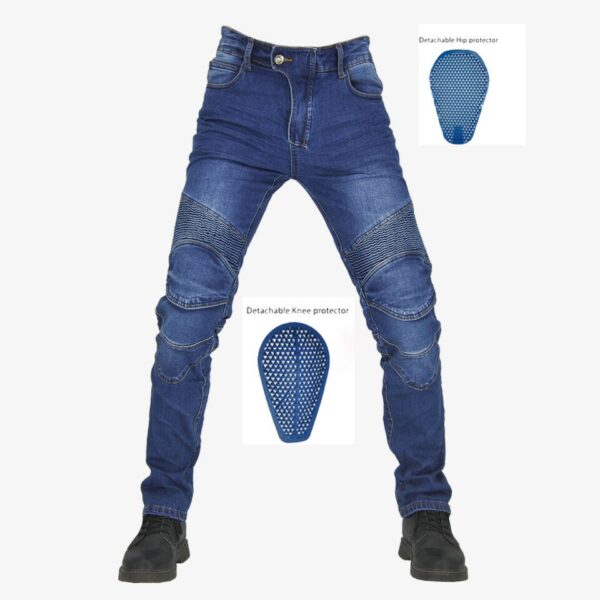 Calças masculina Jeans resistente a queda para motocicletas, com engrenagem de joelho quadril, jeans clássico ao ar livre, verão PK719 - Image 8