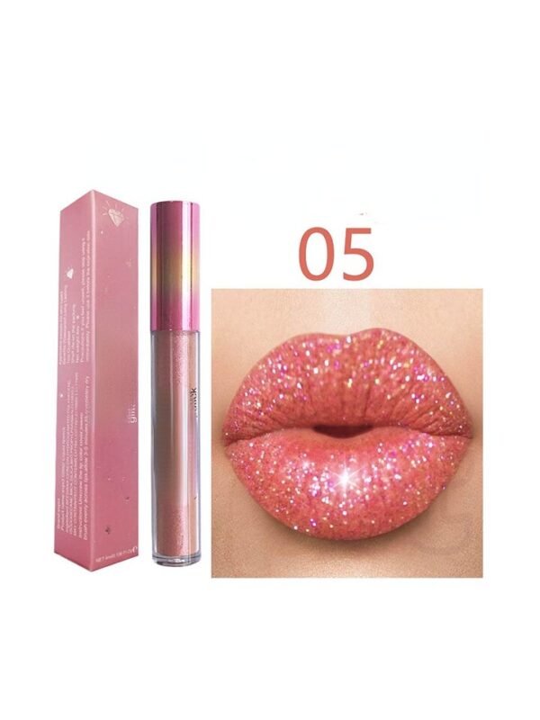 Batom líquido Diamond Pearl, Waterproof Diamond Shimmer Glitter Lip Gloss, 18 Cores Matte Glitter, Color Lip Gloss Sexy Make Up - Image 3