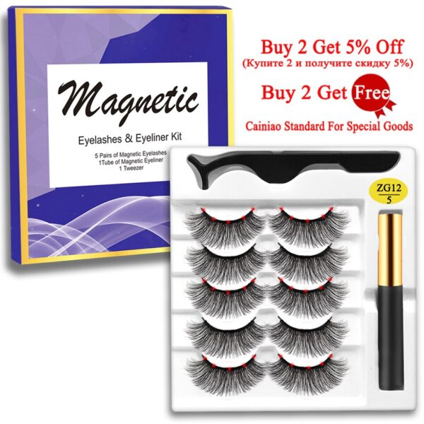 Cílios magnéticos, MB,  Set com pinças Eyeliner, cílios 3D Mink, cílios falsos naturais, Magnetique, 5 pares, Novo - Image 21