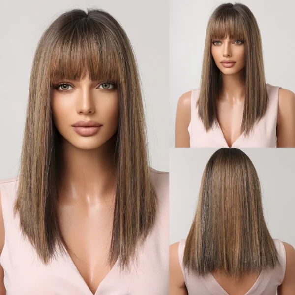 Perucas curta sintética, HENRY MARGU, para Mulheres Negras, Loiras, Marrons, Ombre Com Franja, Cabelo Cosplay, Resistente Ao Calor - Image 3