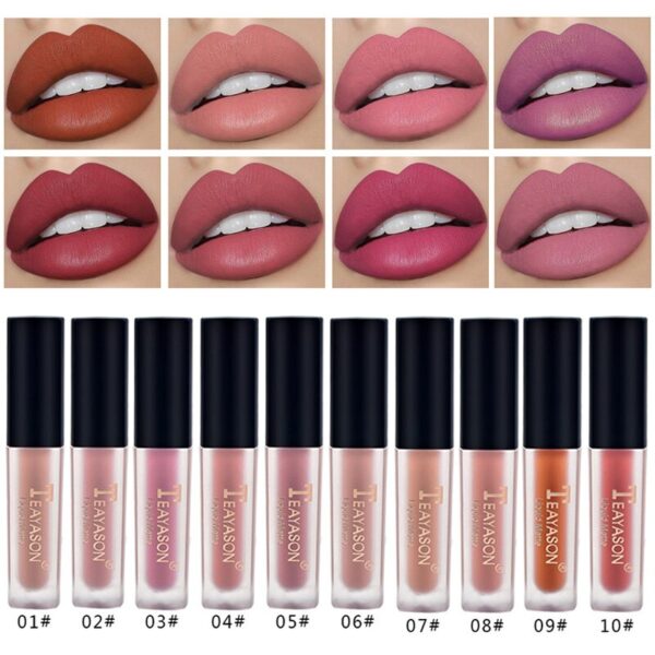 Batom líquido fosco de veludo, nude, maquiagem à prova d água, longa duração, vermelho brilho labial sexy glaze - Image 35