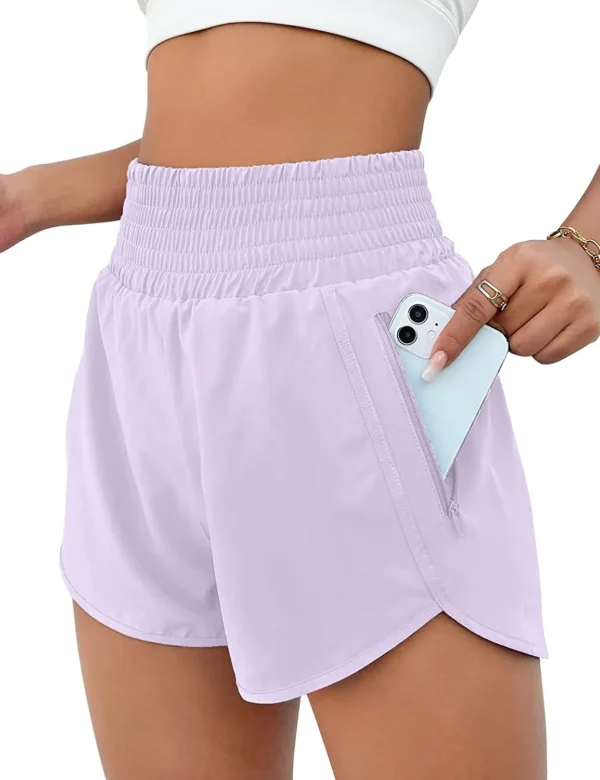 Shorts feminino de cintura alta, bolsos com zíper, treino atlético, shorts de ginástica com forro - Image 16
