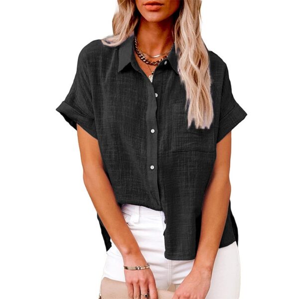 Camisas feminina de manga comprida com lapela, camisa extragrande solta, camisas brancas amarelas de lazer, blusas femininas, outono - Image 7