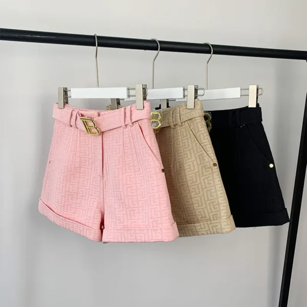 Shorts feminino jeans lavados com cinto, calça jeans de qualidade, textura rosa, estilo casual, opção de 6 cores - Image 2