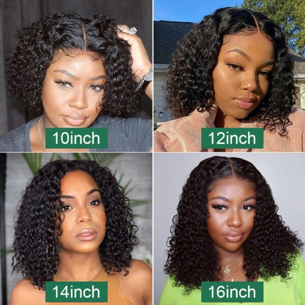 Perucas Curta Bob Lace Frontal, cabelo humano, 13x4, onda profunda, 180 Densidade - Image 2
