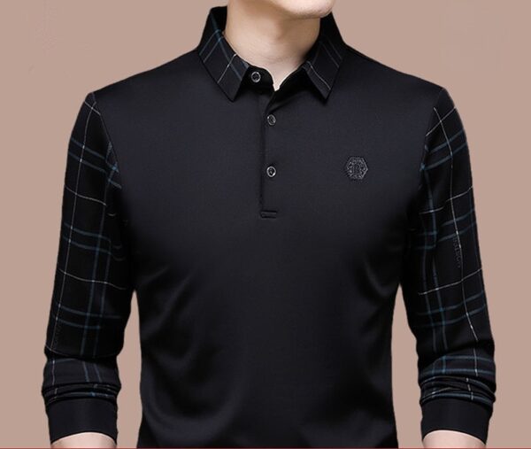 Camisetas masculina Polo gelo manga longa, camisa larga fina e lapela, tops, casual, primavera, verão, novo, 2023 - Image 2