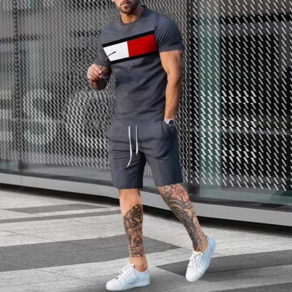 Camisetas + shorts masculino, conjunto, com padrão de rosto sorridente, grande roupa esportiva retrô, moda de rua casual, novo verão, 2023, 2 peças - Image 4