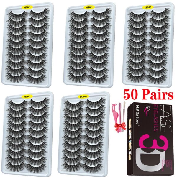 Cílios dramáticos naturais longos Mb, 3d vison, wispies cílios extensão olho, beleza, postiços conjunto falso, 50 pares - Image 20