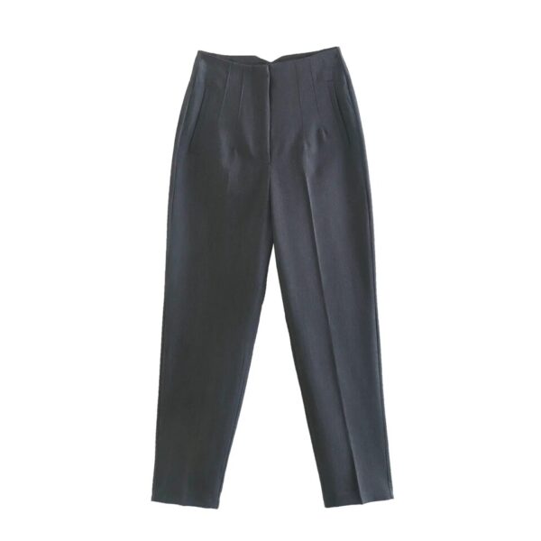 Calças feminina reta, KONDALA-moda chique, roupas de escritório, vintage, cintura alta, com zíper, 2023 - Image 30