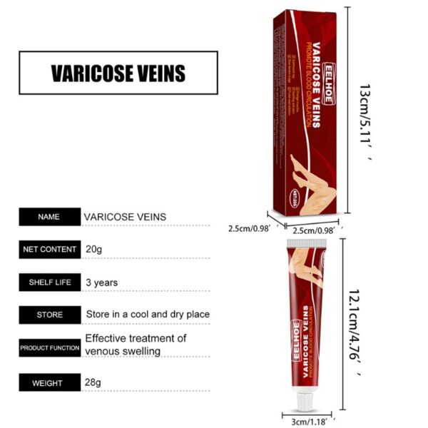 Creme para pernas, varizes, de ervas creme alívio vasculite flebite aranha, da dor, pomada erva gesso beleza corpo pernas cuidados 20g - Image 5