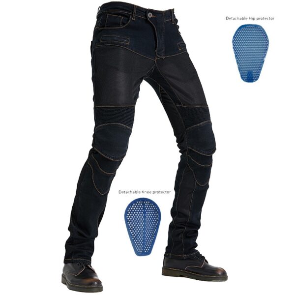 Calças masculina Jeans resistente a queda para motocicletas, com engrenagem de joelho quadril, jeans clássico ao ar livre, verão PK719 - Image 7