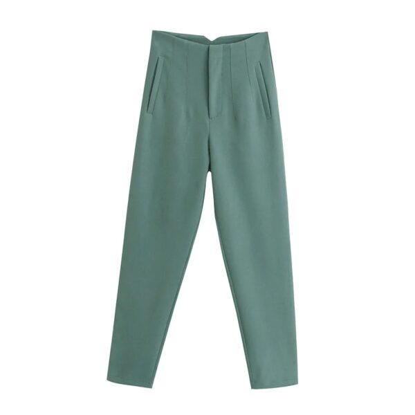 Calças feminina reta, KONDALA-moda chique, roupas de escritório, vintage, cintura alta, com zíper, 2023 - Image 17