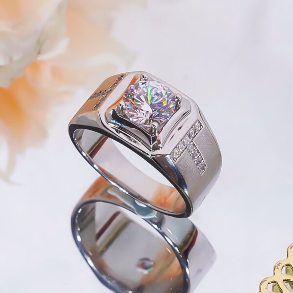 Anéis masculino, Qinhuan moissanite, s925 prata esterlina 18k branco banhado a ouro, jóias finas anel de luxo - Image 4