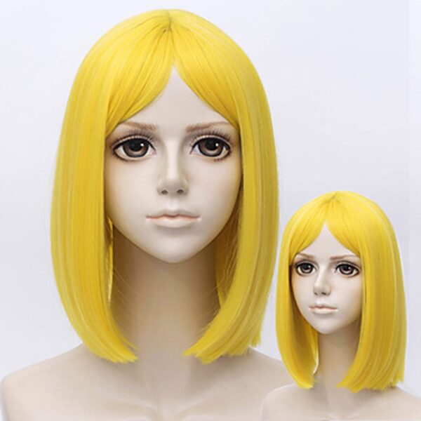 Perucas cabelo sintético, HAIRJOY, curta, peruca amarela 3 estilos com Bangs para traje - Image 3